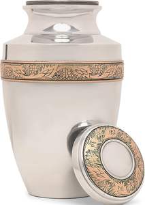 Antique Co Modern Style Metal White Cremation Urn para cenizas humanas Diseño redondo hecho a mano con personalizable para negocios al por mayor - Product Image 3