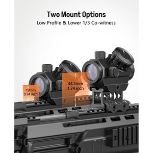 Lunette de visée reflex MidTen 2MOA Red Dot Sight 1x25mm avec monture surélevée de 1 pouce pour utilisation en extérieur - Product Image 2