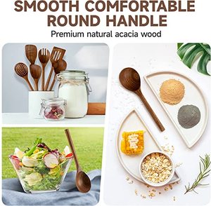 Cuchara de madera de primera calidad para servir, vajilla de cocina tallada a mano con mezcla de acero espejado hecha a mano con mango - Product Image 2