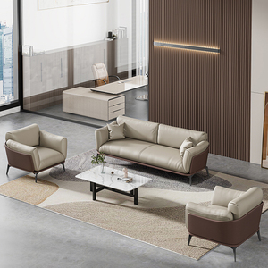 Sofá Ejecutivo Minimalista de Cuero Sintético de 3 Plazas, Sofá Modular para Recepción Comercial, Sala de Espera Corporativa - Product Image 4