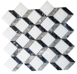 3D Hexagon Multicolor Lemon Yellow Marble <b>Mosaic</b> Tile Polished Square 8mm Thick Water Resistant Eco-Friendly 5 Year Modern - Product Image 2