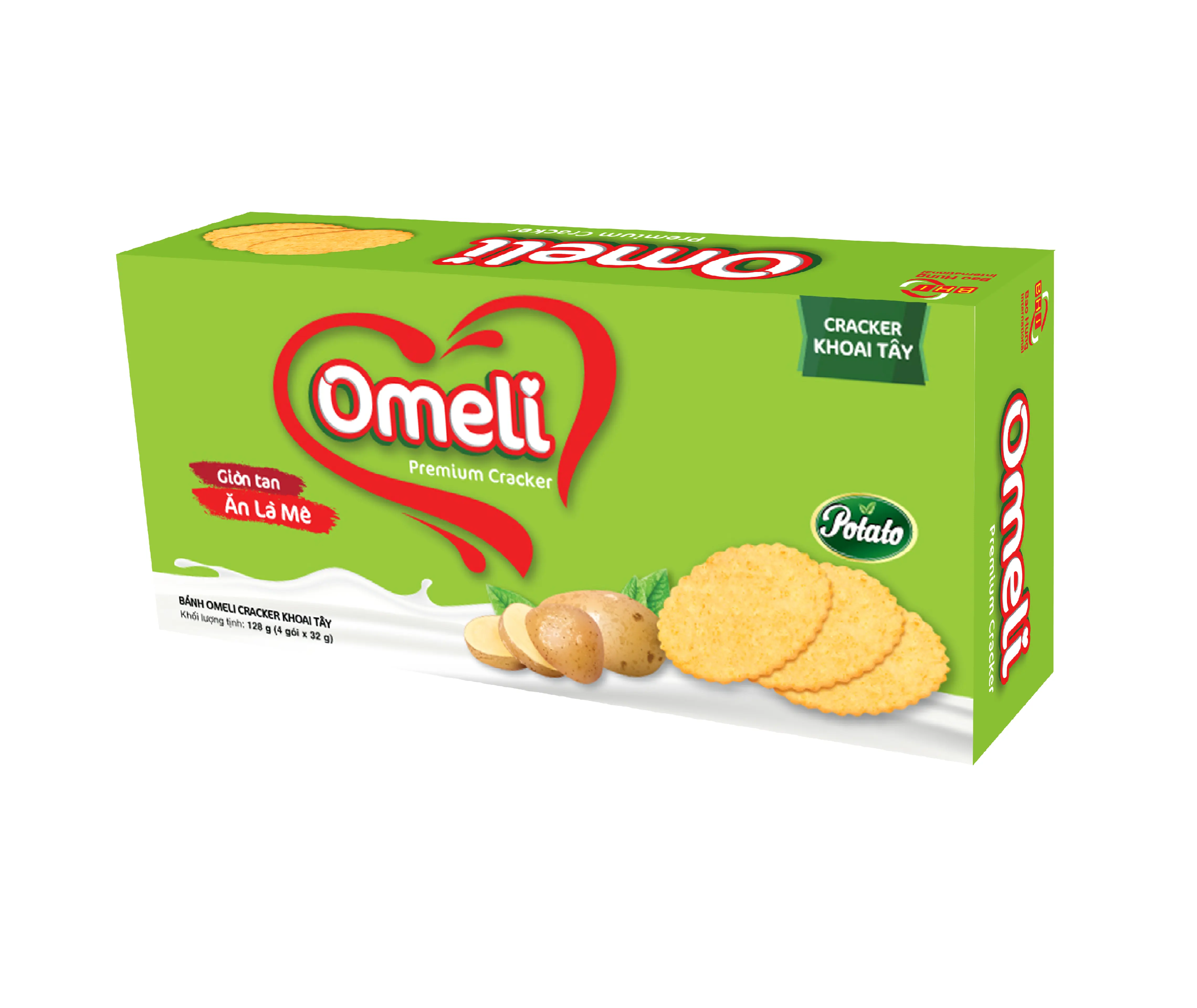 Khoai Tây Cracker trong hộp 128G giòn Biscuit Việt Nam nhà sản xuất 128g Trọng lượng tịnh bán buôn Chất lượng cao cấp