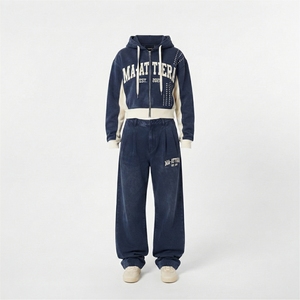 Conjunto Deportivo de 2 Piezas para Mujer Ma-Attiera, Sudadera con Capucha y Pantalones, Tejido de Punto, Manga Larga, Corte Regular, Cinturón Bordado, Estilo Vintage - Product Image 3