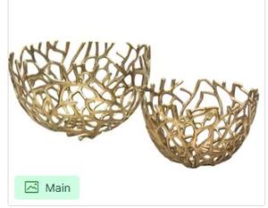 Cuenco decorativo de aluminio hecho a mano con exterior rústico martillado e interior dorado pulido para un estilo de mesa elegante - Product Image 6