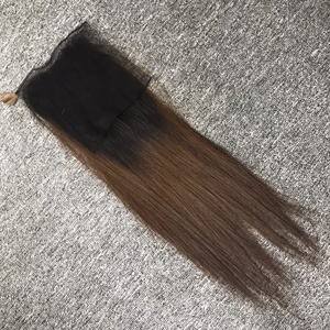 ผมต่อจากผมมนุษย์แท้100% สำหรับผู้หญิงผิวดำส่วนตรงกลางยาวตรงสีไล่ระดับ - Product Image 5