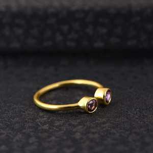 Boho Amethyst <b>Rings</b> 18k Gold Plated Brass <b>Rings</b> Open Band <b>Rings</b> Handmade <b>Statement</b> Wholesale <b>Rings</b> - Product Image 2