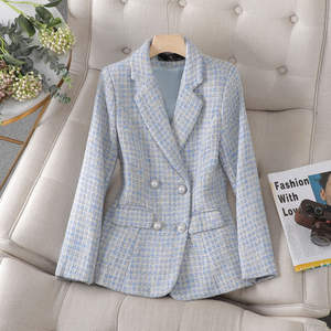 Veste de costume tendance à manches longues et à simple boutonnage, design cintré, blazer décontracté en tissu peigné - Product Image 3