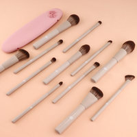 Kit de 10 pinceaux de maquillage en gros, poils de chèvre naturels de qualité supérieure, manche mat, ensemble complet de pinceaux cosmétiques multifonctions