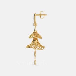 Boucles d'oreilles en diamant de laboratoire Rumi Dangle Luxury Gold Rhodium Plated IGI Certified Stonewels Casual/Sporty Jewelry for Women - Product Image 2