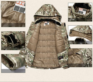 Veste tactique de chasse isolée personnalisée en gros, à capuche chauffante d'extérieur, imperméable, respirante, softshell, coupe-vent - Product Image 6