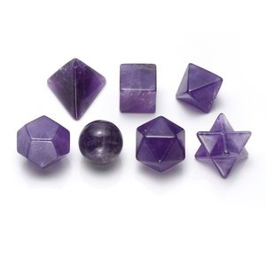 Gemstone Purple Amethyst Geometry Sets Amethyst Natural Healing Crystals 7 Stones Sacred Geometry Platonic Sets - Product Image 2