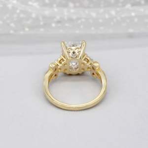 IGI Certified Yellow Gold <b>Ring</b> with Lab Grown Emerald Cut <b>Diamond</b> and Side Stone <b>Diamond</b> <b>Rings</b> Collection - Product Image 4
