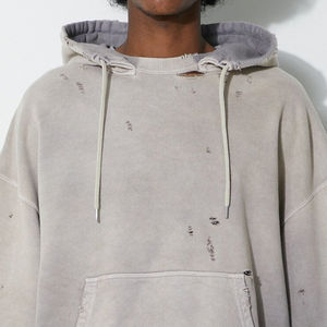 Sudadera con capucha para hombre, estilo lavado, efecto desgastado por el sol, manga larga, con cremallera, estilo relajado, oversize, moda urbana, cómoda y cálida para el día a día - Product Image 3