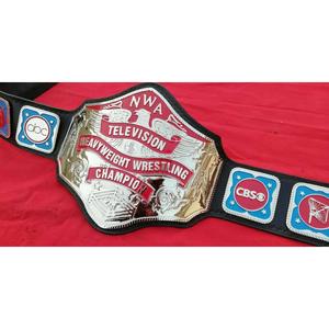 NWA Television Heavyweight <b>Wrestling</b> Champion <b>Belt</b> Real Cowhide Leather Nickel Plated Zinc Metal Sport Equipment HES073 Model - Product Image 4