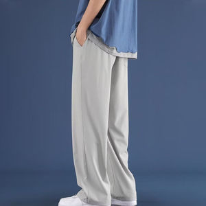 Pantalons de survêtement en toile mi-lourde pour hommes, coupe droite, taille élastique, décontractés, personnalisés en gros, écologiques et respirants - Product Image 4