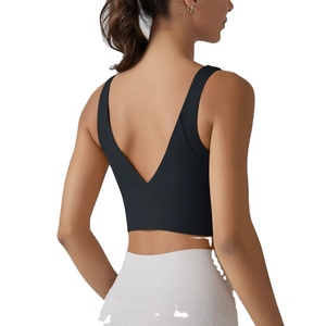 Nouveau soutien-gorge de sport pour femmes, col en V, dos nageur, doux comme un nuage, avec bonnets intégrés, haute élasticité, respirant, style fitness, yoga, trajets quotidiens - Product Image 4