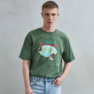 T-shirt da uomo Regular Fit beige 100% cotone anti-pilling - Stampa grafica cartoon Thailandia Phuket a maniche corte 240g Casual - Product Image 1