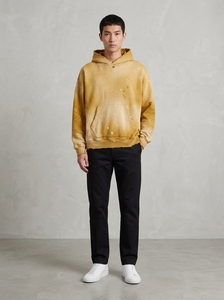 Sudadera con capucha para hombre, estilo streetwear, oversize, de forro polar, con lavado ácido y efecto desgastado, con salpicaduras de pintura, personalizable, lisa, al por mayor - Product Image 4