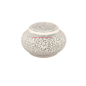 Modern Hand Engraved Black And Pink Ivy Cremation Urn <b>For</b> Adult Human <b>Ashes</b> Solid Brass Funeral Memorial With Threaded Lid - Product Image 3