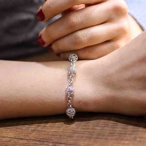 925 Sterling <b>Silver</b> Heart Charm <b>Bracelet</b> with Diamond Trendy Religious Stainless Steel Copper <b>Bangles</b> Gift - Product Image 6