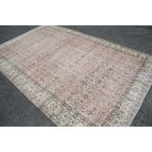 Tapis turc vintage, tapis de 6,6 x 10,6 pieds, tapis patchwork rose et gris - Product Image 2