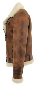 Chaqueta de Cuero de Aviador de Piel de Oveja Marrón Antigua para Mujer, Nueva, Personalizada, de Alta Calidad, Tejida, Ecológica - Product Image 5