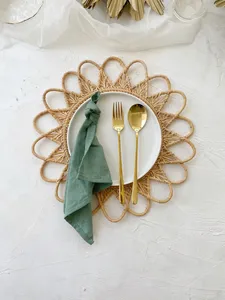 Natural Rattan Charger <b>Plate</b> <b>Mat</b> with Metal Frame - Product Image 6