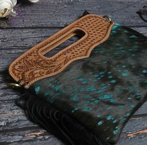 Hot Selling Women's Vintage Western Style Genuine Leather Handmade Purse Casual <b>Square</b> Pattern Tassel Zipper Feathers Daily Use - Product Image 1