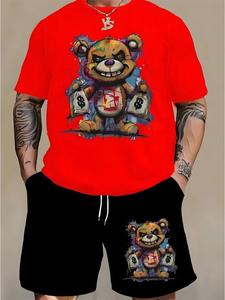 Ensembles de t-shirts élégants 100% coton de qualité supérieure Ensemble de chemises courtes respirantes et décontractées Ensemble de shorts personnalisés pour hommes - Product Image 5