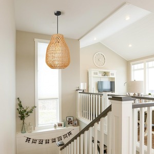 Suspension Luminaire Tissé Rotin Abat-Jour Moderne Roi Artisanat Côtier Suspendu Éclairage Ferme Lustre Île Salle À Manger - Product Image 3