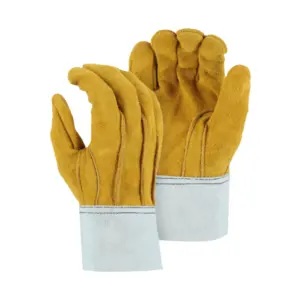 优质牛皮分体皮革曲棍球手掌焊接手套工业安全工作手部保护和重型手套