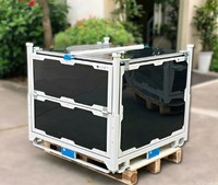 Cage de stockage en métal pliable robuste et durable, panneaux transparents, étagères multiples, équipement de stockage de marchandises pour la logistique industrielle et le transport