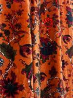 Élégance Terrestre : Rideaux en Velours à Motifs Floraux Rouge Rouille Profond – Velours de Coton de Haute Qualité pour la Décoration de Votre Maison