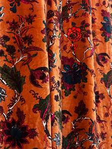 Earthy Elegance Deep Rust Floral Patterned Velvet Window Treatments High quality cotton velvet for your Home decor - Product Image 2