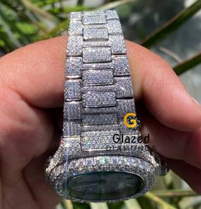 นาฬิกาข้อมือเพชรฮิปฮอปโมอิสซาไนต์หรูหราไม่เหมือนใครพร้อมด้วยความชัดเจนและหน้าปัดออกแบบได้ตามต้องการสำหรับผู้ชาย - Product Image 3