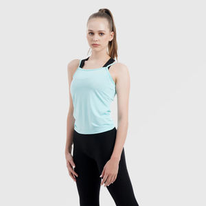 Camiseta sin mangas acanalada ajustada para entrenamiento de gimnasio suave de algodón liso serigrafiado personalizado para mujer al por mayor - Product Image 2