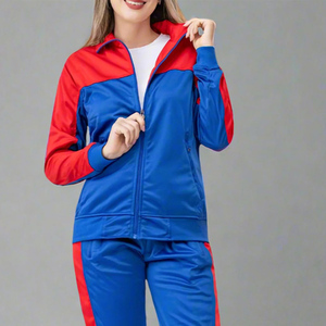 Vente en gros de nouvel arrivage Ensemble de survêtement 2 pièces assorti pour femmes Royal/rouge personnalisé Ensemble de survêtement et ensemble de 2 pièces pour femmes - Product Image 3