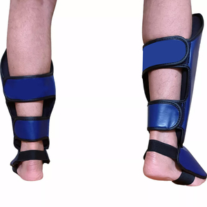 Espinilleras de entrenamiento de boxeo MMA de Color azul personalizadas más vendidas, protección impermeable al mejor precio, espinilleras de cuero - Product Image 2