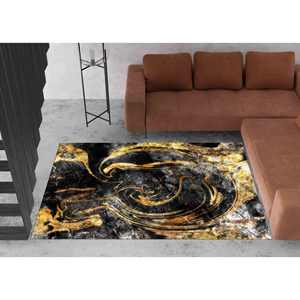 พรมลายหินอ่อนสีดำและสีทอง: ตกแต่งด้วยหมึกแอลกอฮอล์แบบมันวาว พรมเนื้อนุ่มแบบไม่ทอ - Product Image 1