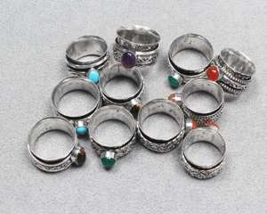 แหวนสปินเนอร์หลากสีทำจากทองเหลืองแข็งคลาสสิกวินเทจเครื่องประดับแฟชั่นสำหรับวันครบรอบแต่งงาน - Product Image 1