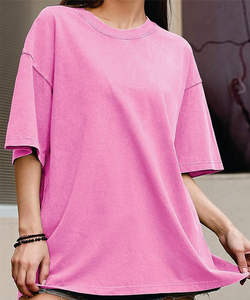 Camiseta de punto de algodón 100% para hombres y mujeres, camiseta informal Unisex con estampado de lavado ácido de gran tamaño holgada - Product Image 3