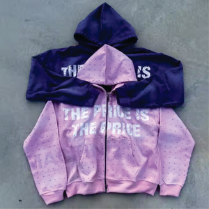 Sudadera con capucha personalizada 500 GSM de peso pesado con serigrafía Sun Faded Zip-up Vintage Acid Wash 100% Cotton Streetwear para invierno - Product Image 3