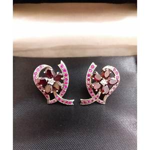 925ต่างหูโกเมนเงินสเตอร์ลิงต่างหูพลอยรูปทรงหยดน้ำของขวัญสำหรับผู้หญิงและผู้หญิงโมเดล E0254-GS - Product Image 3