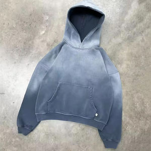 Sudadera con capucha unisex lavada con ácido desteñida al sol bordada personalizada para hombre invierno pesado francés Terry Fleece 100% algodón Streetwear sólido - Product Image 1