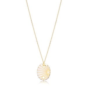 Pendentif en émail blanc de forme ovale fabriqué à la main bijoux en argent sterling 925 turc - Product Image 1