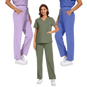 Breathable Unisex Medical Scrub Set Hospital Uniform <b>Nurse</b> Workwear Custom Logo Woven Two Piece for Clinic Beauty Salon <b>Tunic</b> - Product Image 4