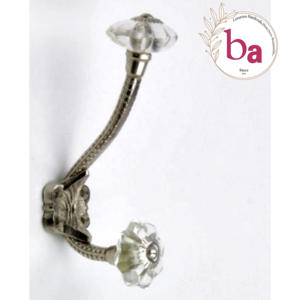 <b>Antique</b> <b>Brass</b> Hand-Crafted Crystal Knobs Cast Iron Coat Hat <b>Hooks</b> Versatile Use for Wardrobe Kitchen Bathroom Living Room-CIH - Product Image 1