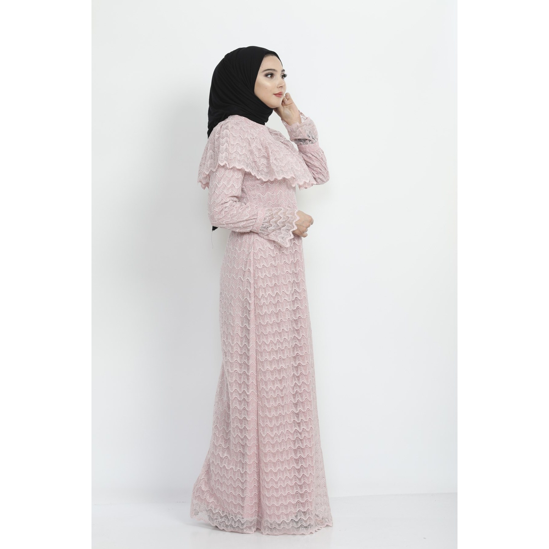 Mega Merchant Dantel Casual Style Glitter Trimmed 100% Polyester Patchwork  Pattern Abaya Dress In-Stock| Alibaba.com