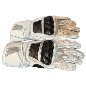 Custom made Motorbike Premium Pure White Cowhide Leather Racing Gloves Motorcycle Auto Racing Wear Leather Gloves For Men - Product Image 4