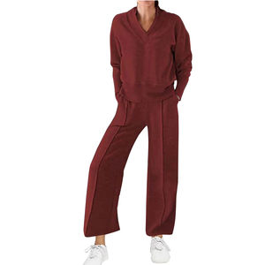 Chándal de mujer, chándal de tela suave, traje de dos piezas, camisa de manga larga acogedora y pantalones relajantes, ropa informal diaria - Product Image 3